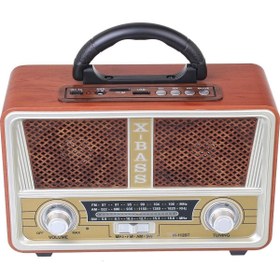 Resim Genel Markalar Meier M-112bt Nostaljik Ahşap Retro Radyo Bluetooth Fm Sd Aux Usb 