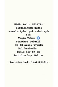 Resim Still Butik Elif Yılmaz Yeşim Takım Sandy Kumaş Pantolon Tunik İkili Yazlık Tesettür Giyim ST2171 