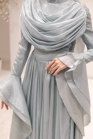 Resim Hürrem Aldinç Mint Minimalist Işıltı: Drape Detaylı Tesettür Abiye 