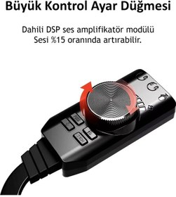 Resim Midex Sg-135 Harici Usb Ses Kartı Gaming Pubg Lol Oyun 7.1 Ses Kartı 