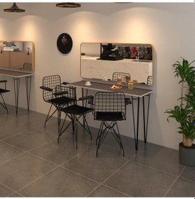 Resim Knsz masa sandalye takımı hem75mazlum grisyh 120*040 klç 3 sandalye syhsyh kolçaklı 