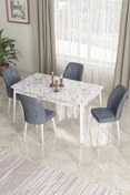 Resim Canisa Concept Ada Serisi 80x130 Sabit, Mutfak Masası Takımı Beyaz Mermer Masa 4 Sandalye 