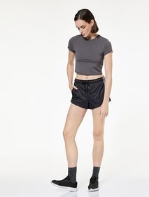 Resim Slim Fit Kısa Kollu Bisiklet Yaka Crop Spor Tişört 