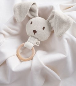 Resim Ahşap Saplı Diş Kaşıyıcı ve Bej Çıngırak Tavşan - Bej / One Size 