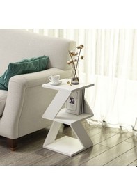 Resim Albeni Yan Sehpa Ahşap Siyah - Beyaz Beyaz 