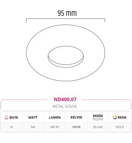 Resim Nevo Sıva Altı Led Spot 5W 3000K Gün Işığı Gold ND400 