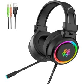 Resim Yoro V5 Profesyonel Işıklı Oyuncu Kulaklığı Usb Ve 3.5 Mm Jack Kulaklık 