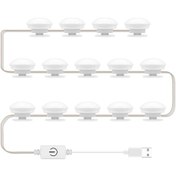 Resim Suofeng Led Aynalı Tuvalet Işığı - Üç Renkli Işık Ayarlı Usb Güçlü Değiştirilebilir Ampullü Makyaj Masası Aynası Ön Aydınlatma 