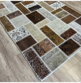 Resim Hoom Rugs Patchwork Kahve Kutulu El Dokuma Kilim Kahve 