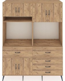 Resim Hyperion Gardrop 7 Raflı 5 Çekmeceli 6 Kapaklı 176x44x221 Çam-çam Çam 