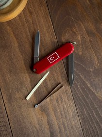 Resim Victorinox Türk Bayrağı Özel Baskı 0.6123 Escort Çakı (Deri Çakı Kılıfı Hediyeli!) 