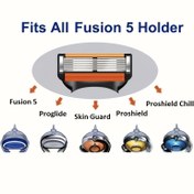 Resim Fusion 5 Razor Tüm 5 Tutucuya Uygun, 6 Katmanlı Bıçak Değiştirme, Paslanmaz Çelik Sap, Prograde Cilt Koruyucu, Erkekler için Sakal ve Kaş, Vücut ve Yüz Tüyü Temizleme 