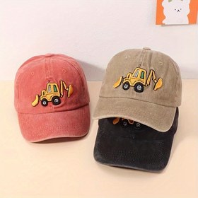 Resim Erkek Çocuklar İçin Yıkanmış Beyzbol Şapkası Nakışlı Güneş Koruma Ayarlanabilir Moda Çok Yönlü Ördek Gagası Şapka 