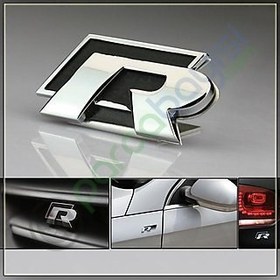 Resim R Siyah Metal 3D Amblem Logo Orjinal Kalite 