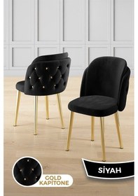 Resim Canisa Zae Serisi 90x168 Lak Panel Beyaz Mermer Desen Gold Ayak Masa Takımı 6 Siyah Sandalye Beyaz Mermer Desen Masa Sandalyeler Gri 