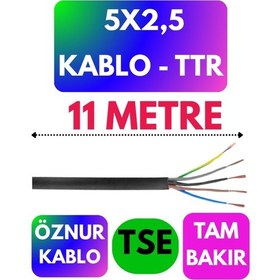 Resim Öznur 5x2,5 Ttr Kablo Siyah Metre Seçenekli - 11 Metre 