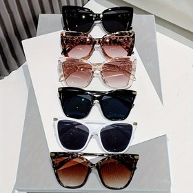 Resim 6 adet Moda Kedi Gözü Gözlük Seti, Trendy Anti-Yansıtıcı PC Lens, Dayanıklı Plastik Menteşe, Şık Şeker Renkli Kombinasyon, Sokak Stili için İdeal, Tatiller için Mükemmel Hediye, Avrupa ve Amerikan Tarzı, Sokak Fotoğrafçılığı için Vazgeçilmez 