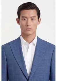 Resim Sabri Özel Giotelli Erkek Mavi Dar Kesim Slim Fit Viskon Dokuma Normal Bel 6 Drop Klasik Takım Elbise 