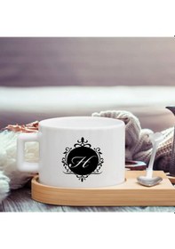 Resim Bk Gift Kişiye Özel Baş Harf İsimli Ahşap Altlıklı Seramik Fincan-6 , Meslek Hediyesi, Yeni İş Hediyesi Kobitmeyen138075 Bk Gift 