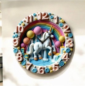 Resim Renkli Baskı Çocuk Desenli Sayılı Hediyelik Ahşap Sessiz Duvar Saati 50cm ÇOk Renkli 