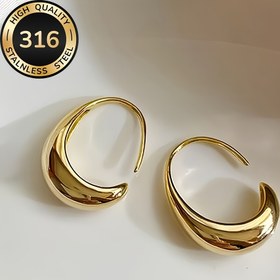 Resim Allerjiye Karşıtı Paslanmaz Çelik Küpeler, 18K Altın Kaplama, Solmayan, Rahat ve Çok Yönlü, Günlük Kullanım veya Parti Aksesuarları için Basit Şık Yüksek Kaliteli Moda, Zarif Hediye Seçeneği 