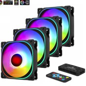 Resim FCL-F1274C 4 x 120MM Argb 4'lü Fan Seti Kit Sessiz Rgb Kasa Fanı 