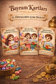 Resim Dijital Nostal Bayramlık Harçlık Kartı 9 Adet Ramazan Bayramı Kurban Bayramı Çocuk Hediye Tebrik Para Kartı 