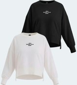 Resim Slazenger VITAL 2 li set Kadın Crop Beyaz - Siyah Sweatshirt 