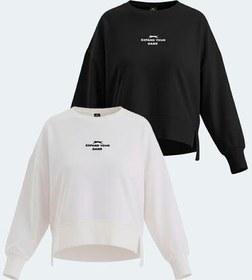Resim Slazenger VITAL 2 li set Kadın Crop Beyaz - Siyah Sweatshirt 