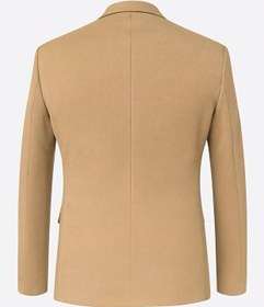 Resim Erkek Blazer Ceket - İtalyan Kesim Ceket, Slim Fit Tek Düğmeli, Çift Yırtmaçlı Tam Astarlı Şık Klasik Model (Camel, 48) 