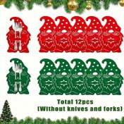 Resim 12 Parça Noel Sofra Takımı Çantası, Renkli Santa Claus Keçe Çatal Bıçak Kılıfları 