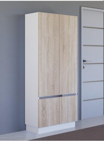 Resim Detamob Lora Kapaklı Askılıklı Portmanto, Kapaklı Vestiyer, Beyaz/sonoma & Karbon Gri/sonoma Beyaz 