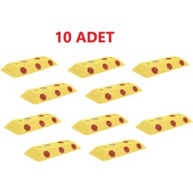 Resim Zeplin 10 Adet Dikdörtgen Mercekli Yol Butonu Sarı Renk 