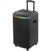 Resim Mikado MD-90BT Boomer 80W 2 Adet UHF Mikrofonlu USB+TF+AUX+ Bluetooth Destekli Siyah Profesyonel Ses Sistemi 