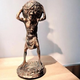 Resim Dekoratif Polyester Atlas Adam Heykeli Bakır-eskitme 