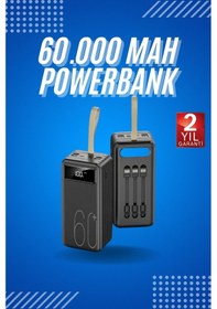 Resim Powerbank Yüksek Kapasiteli 60.000 Mah Hızlı Şarj Şarj Özellikli Batarya Çoklu 