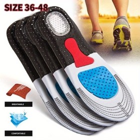 Resim Erkekler için 2 adet EVA Jel Spor Tabanlıkları - Yay Destek ve Topuk Yastığı, Nefes Alabilir Tasarım, Dokulu Mavi Jel ve Kırmızı/Beyaz EVA Malzeme ile Rahat Uygunluk, Tüm Gün Konforu için Çoklu Boyutlar (Büyük, Orta, Küçük), Topuk Darbe Emme | Esnek Spor Tabanlıklar | EVA Jel Malzemesi, Topuk Pedleri 