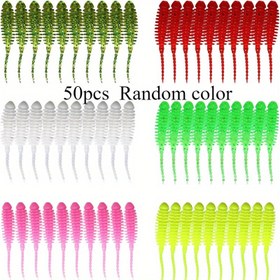 Resim 50 Adet Mini Yumuşak Balıkçılık Yemleri Kayalık Balığı İçin - 0.28g, 35mm Yapay Swimbaits ve Jig Solucanlar Çeşitli Renklerde (Yeşil, Sarı, Pembe, Kırmızı, Beyaz) - Etkili Av için Gerçekçi Tasarım, Kayalık Balıkları Çeken | Solucan Görünümlü, Balıkçılık Yemi 