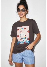 Resim Shade Kadın Good Day Baskılı Nakış Detaylı Relaxed Fit T-shirt 7642 60286117 - Kahverengi 