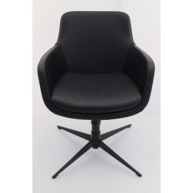 Resim Bintaş Mobilya Bulut Siyah Deri Rahat Küçük Otel Koltuğu 