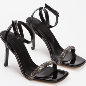 Resim SUENO SHOES Kadın Siyah Taşlı Abiye Topuklu Ayakkabı 