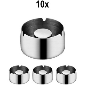 Resim 10 Adet Çelik 8 Cm Kafe Restaurant Lokanta Yuvarlak Kül Tablası Küllük Mt172by 