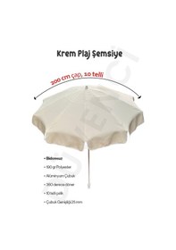 Resim Düvenci Toptan 10 Telli Plaj Şemsiyesi Bidonsuz, Krem Renkli, 200 Cm Çap 