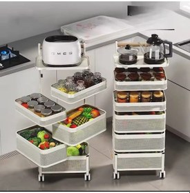 Resim 6 Katlı Metal Beyaz Yana Açılır Sebze Meyve Sepeti Patates Soğan Sepeti Sebzelik Tekerlekli 1094-cn Beyaz 