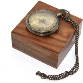 Resim Zenvia Ahşap Kutulu Pirinç Köstekli Saat 16154 