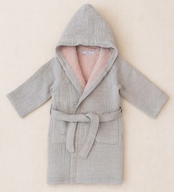 Resim Cocoon Pamuk Muslin Çocuk Bornozu Açık Gri - 4-5 Yaş 