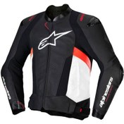 Resim Alpinestars Missile V3 Deri Korumalı Motosiklet Montu Siyah Beyaz Kırmızı 