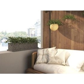 Resim Nuano Consept Balkon Serisi Köşeli Saksı Koyu Gri 50x15 