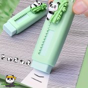 Resim 1pc Panda Tasarımı Geri Çekebilir Silgi, Sentetik Kauçuk, Dikdörtgen Şekil, İz Bırakmayan Adhezif Silgi Kolay Düzeltme için 