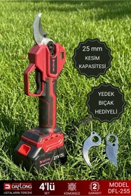 Resim DAFLONG PROFESYONEL 4'LÜ SET ŞARJLI DİJİTAL MAKAS UZATMA KOLU YAĞLAMALI BUDAMA ŞARJLI TIRPAN DFL-255 